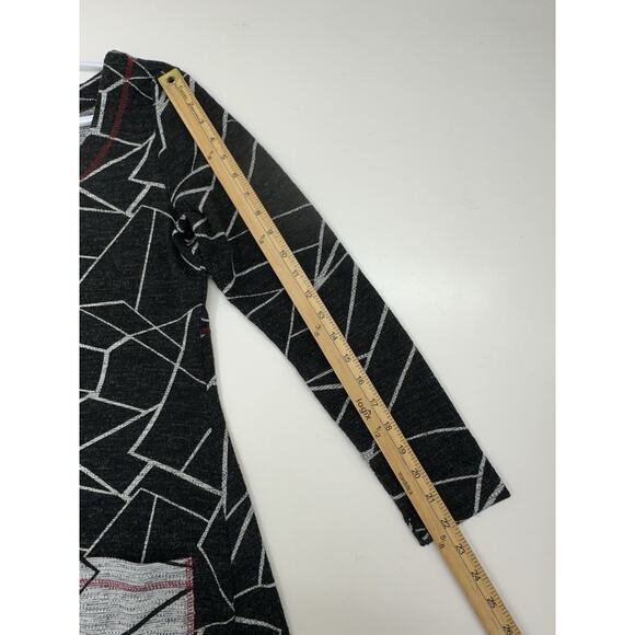 Artex Fashions Womens Dress Size Medium Long Sleeve Black Gray Abstract - Picture 10 of 12